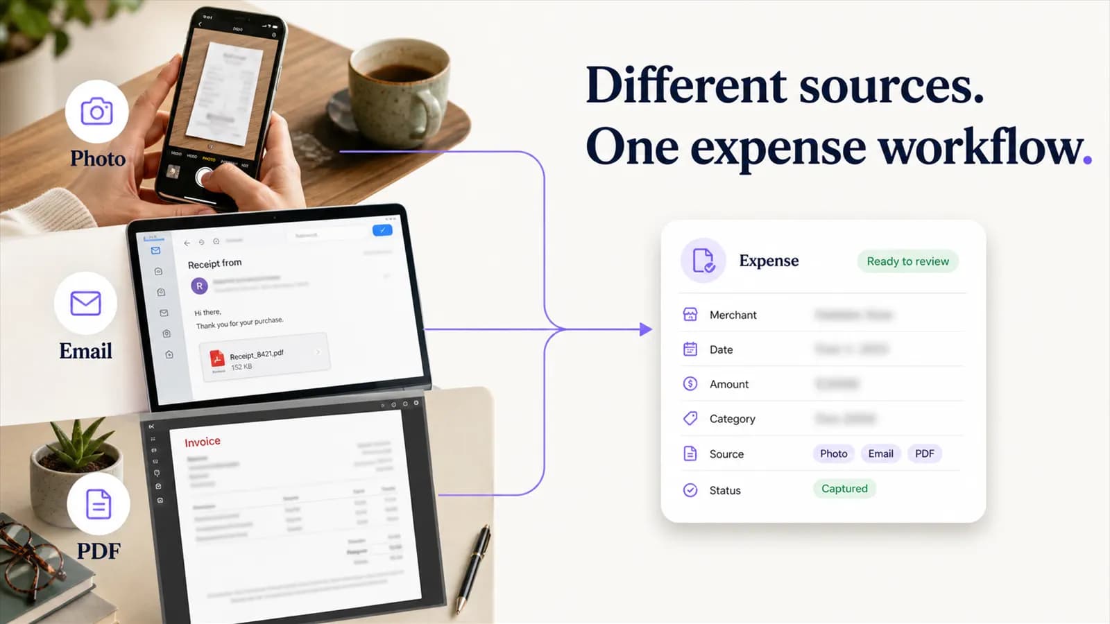 Email and PDF utility invoices moving into one searchable expense workflow.