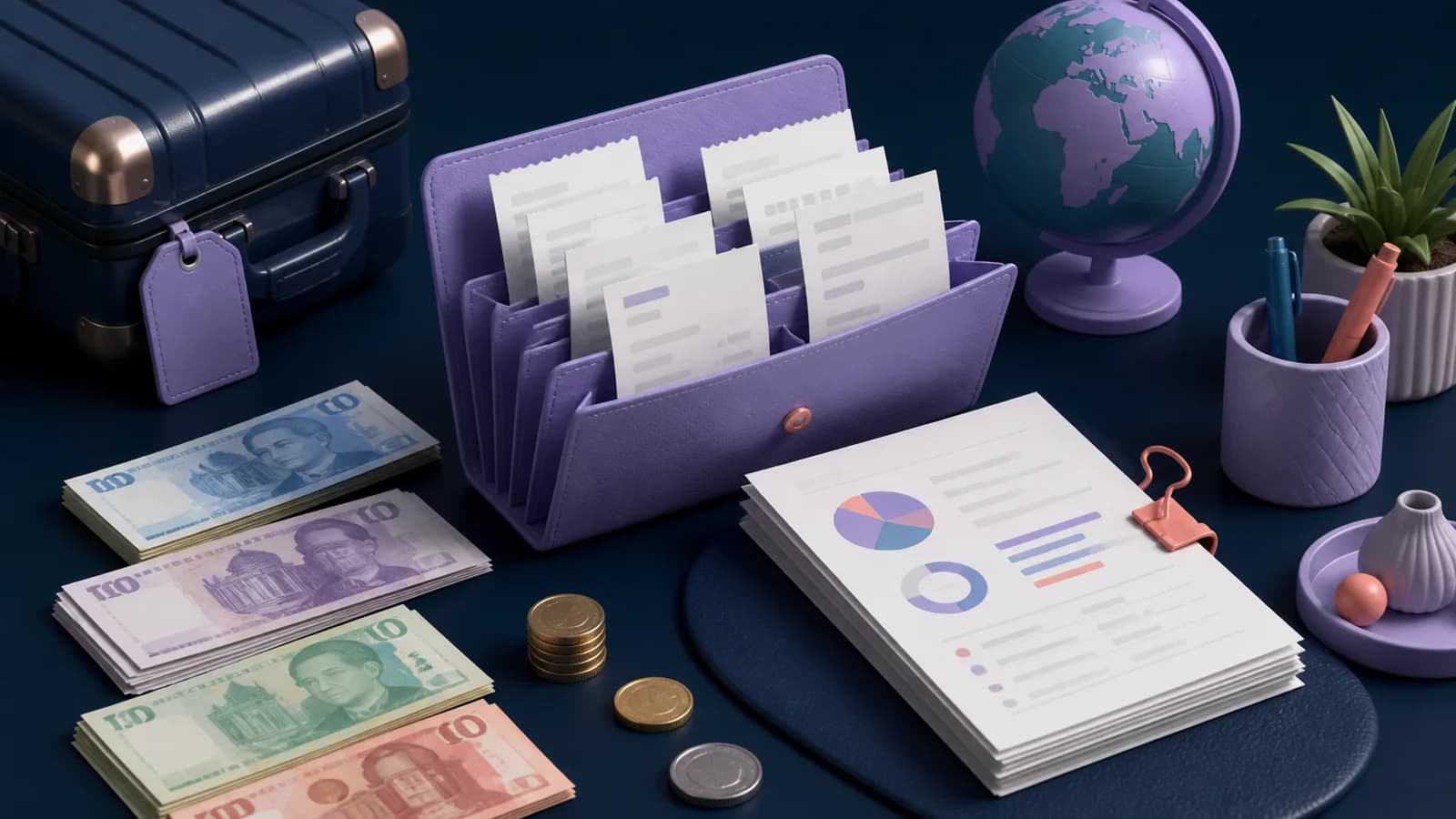 Ordenar recibos en otras divisas tras un viaje internacional